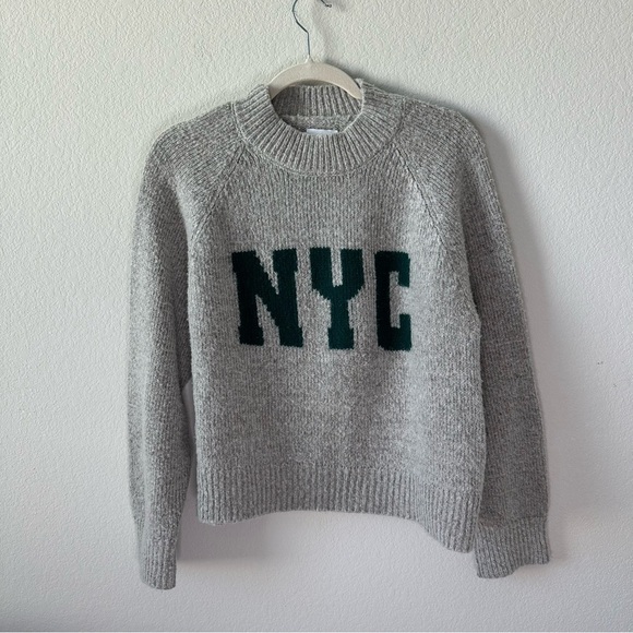 ANINE BING KENDRICK SWEATER UNIVERSITY NYC HEATHER GREY SZ XS - Picture 2 of 9